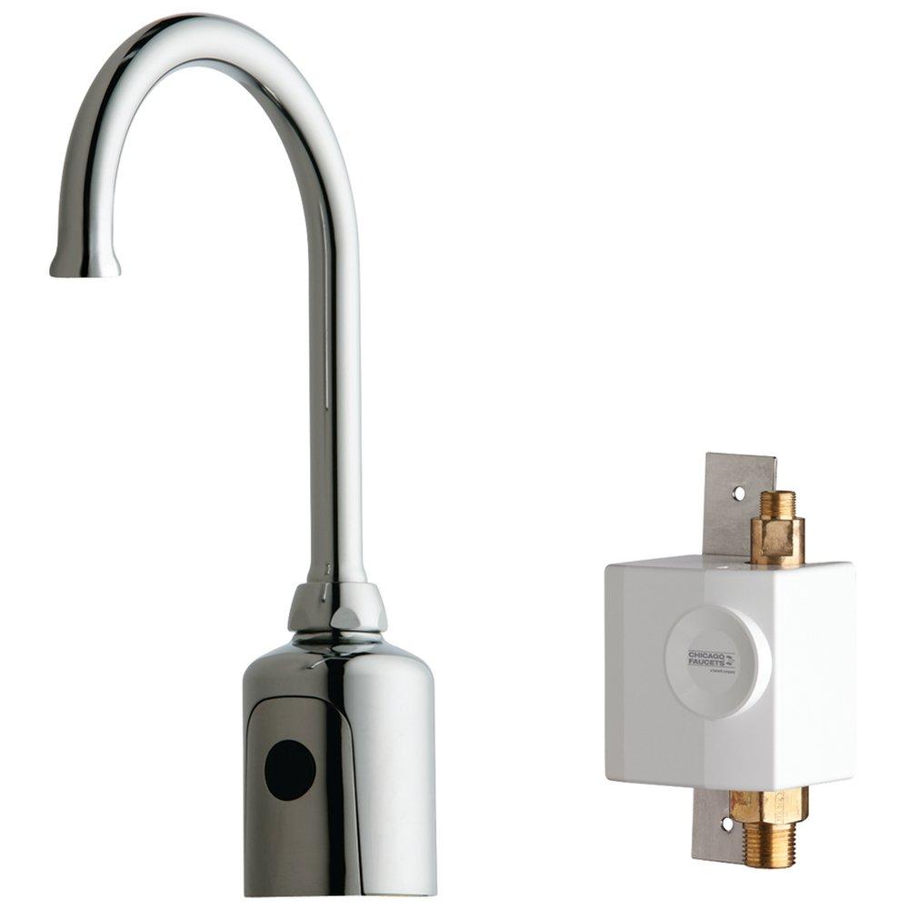 Chicago Faucets Polished Chrome No Handle Sensor Bathroom Sink Faucet 