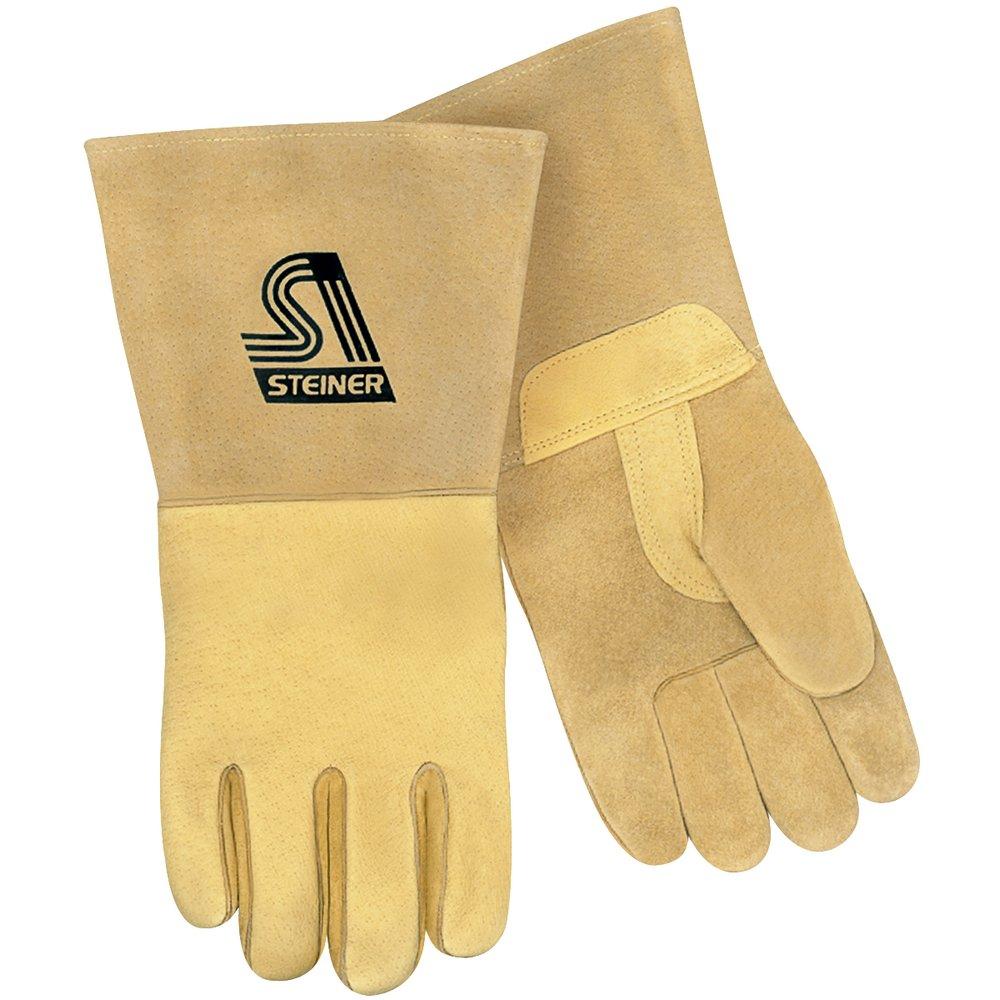 Steiner Industries Tan Premium Reverse Grain Pigskin MIG Welding Gloves 