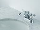 Delta Faucet Brilliance&reg; Stainless Centerset Bathroom Sink Faucet with Metal Pop-Up Drain and Double Lever Handle 