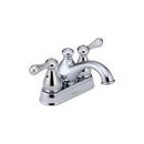Centerset Bathroom Sink Faucet with Metal Pop-Up Drain and Double Lever Handle in Polished Chrome