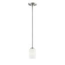 1-Light 100W Mini Pendant with Etched White Glass in Satin Nickel