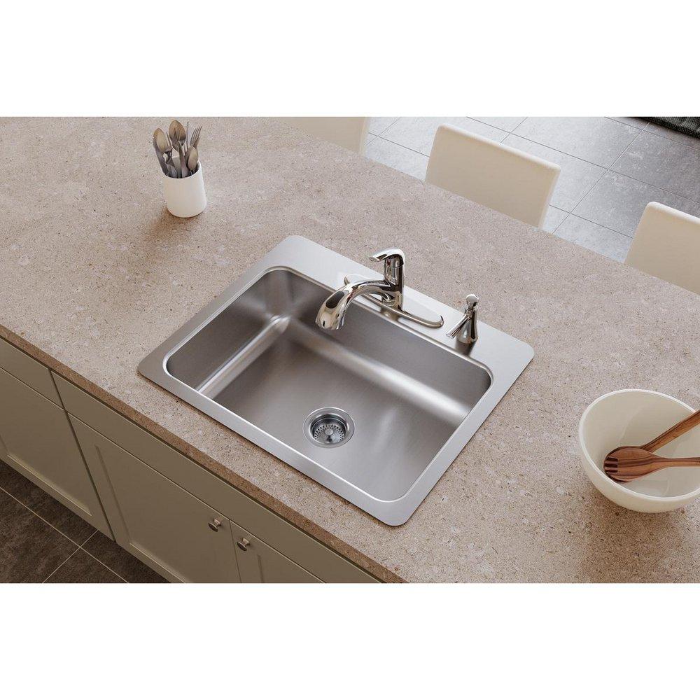 Dayton Elite Satin 27 x 22 in. Stainless Steel Single Bowl Dual Mount Kitchen Sink in Elite Satin 