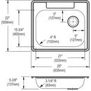 Dayton Satin 25 x 22 in. Stainless Steel Single Bowl Drop-in Kitchen Sink in Satin 