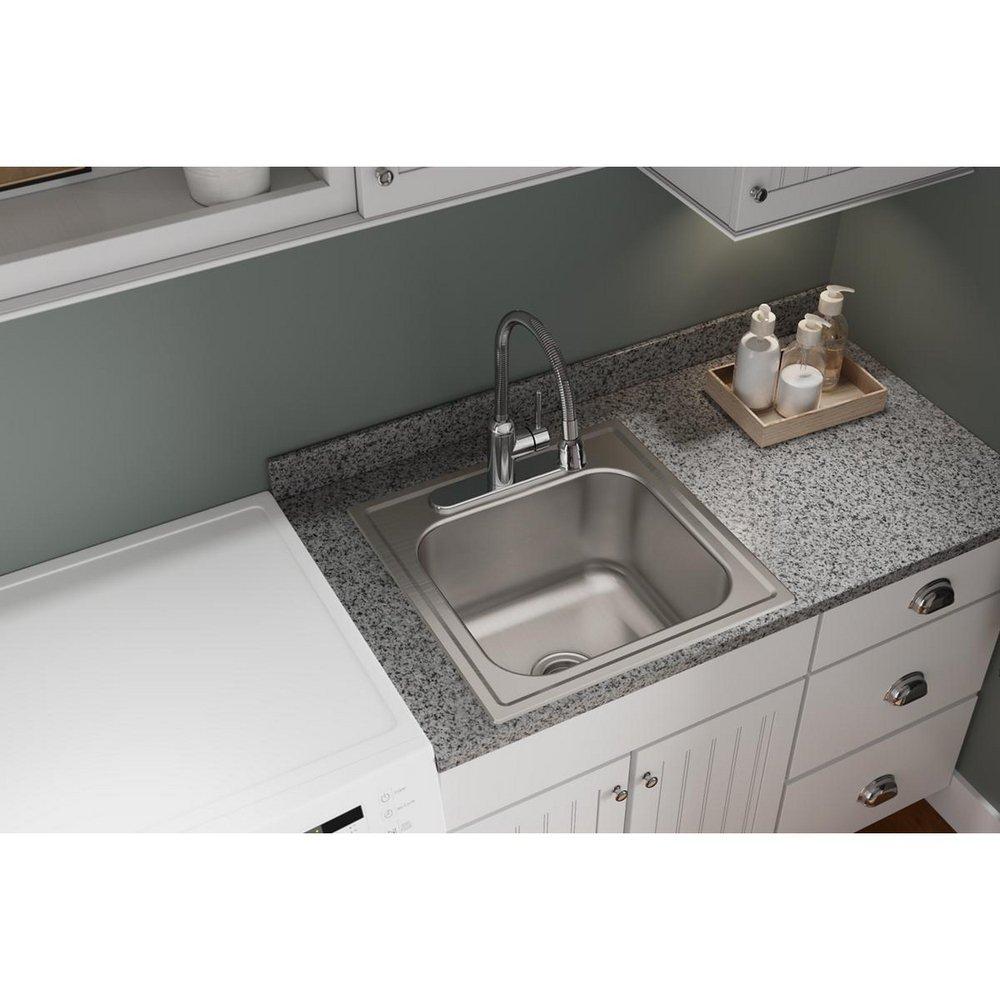 Dayton Premium Highlighted Satin 20 x 20 in. Drop-in Laundry Sink 