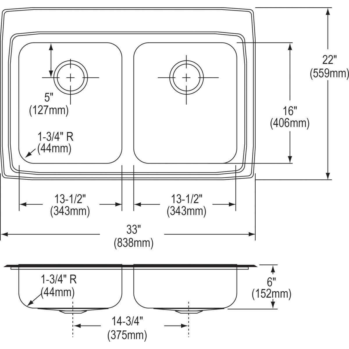 Dayton Premium Highlighted Satin 25 x 22 in. Stainless Steel Single Bowl Drop-in Kitchen Sink in Premium Highlighted Satin 