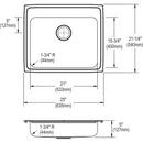 Dayton Satin 25 x 21-1/4 in. Stainless Steel Single Bowl Drop-in Kitchen Sink in Satin 