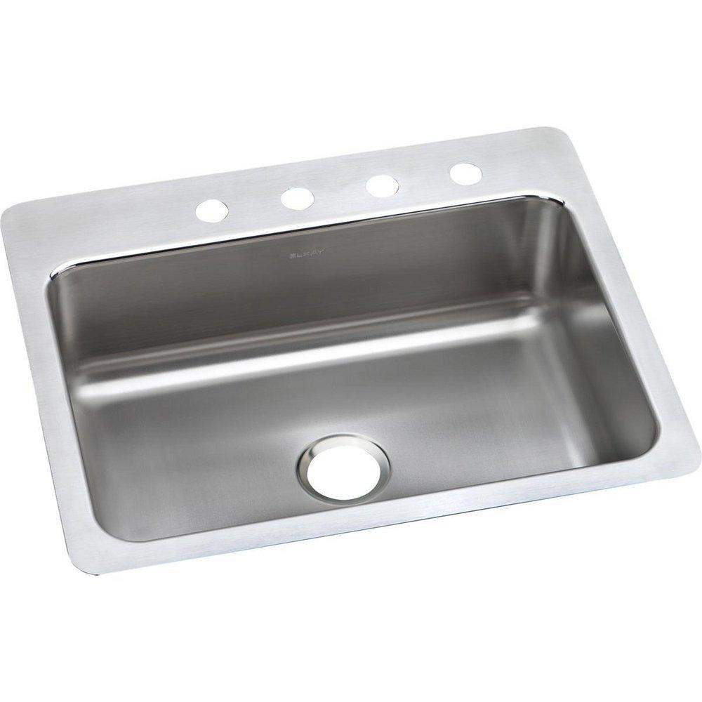 Elkay Lustrous Satin 27 x 22 in. Stainless Steel Single Bowl Dual Mount Kitchen Sink in Lustrous Satin 