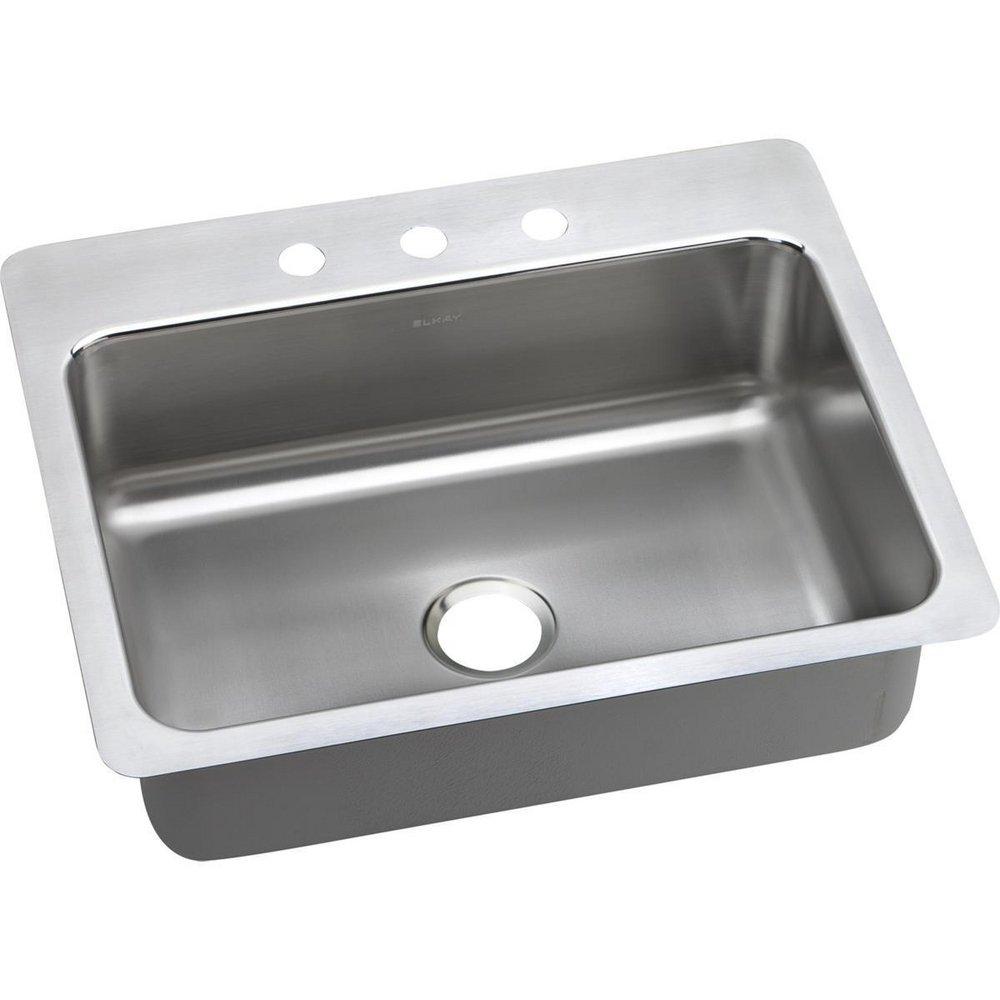 Elkay Lustrous Satin 27 x 22 in. Stainless Steel Single Bowl Dual Mount Kitchen Sink in Lustrous Satin 
