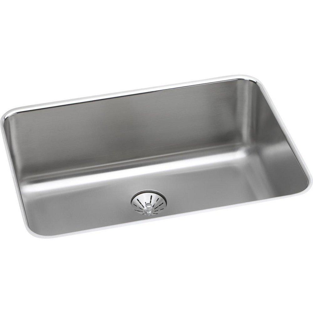 Elkay Lustertone 26-1/2 x 18-1/2 in. No Hole Stainless Steel Single Bowl Undermount Kitchen Sink 