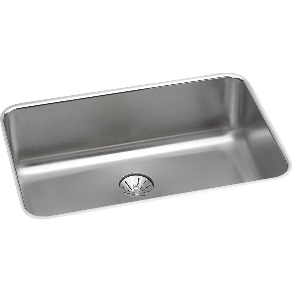 Elkay Lustertone 26-1/2 x 18-1/2 in. No Hole Stainless Steel Single Bowl Undermount Kitchen Sink 