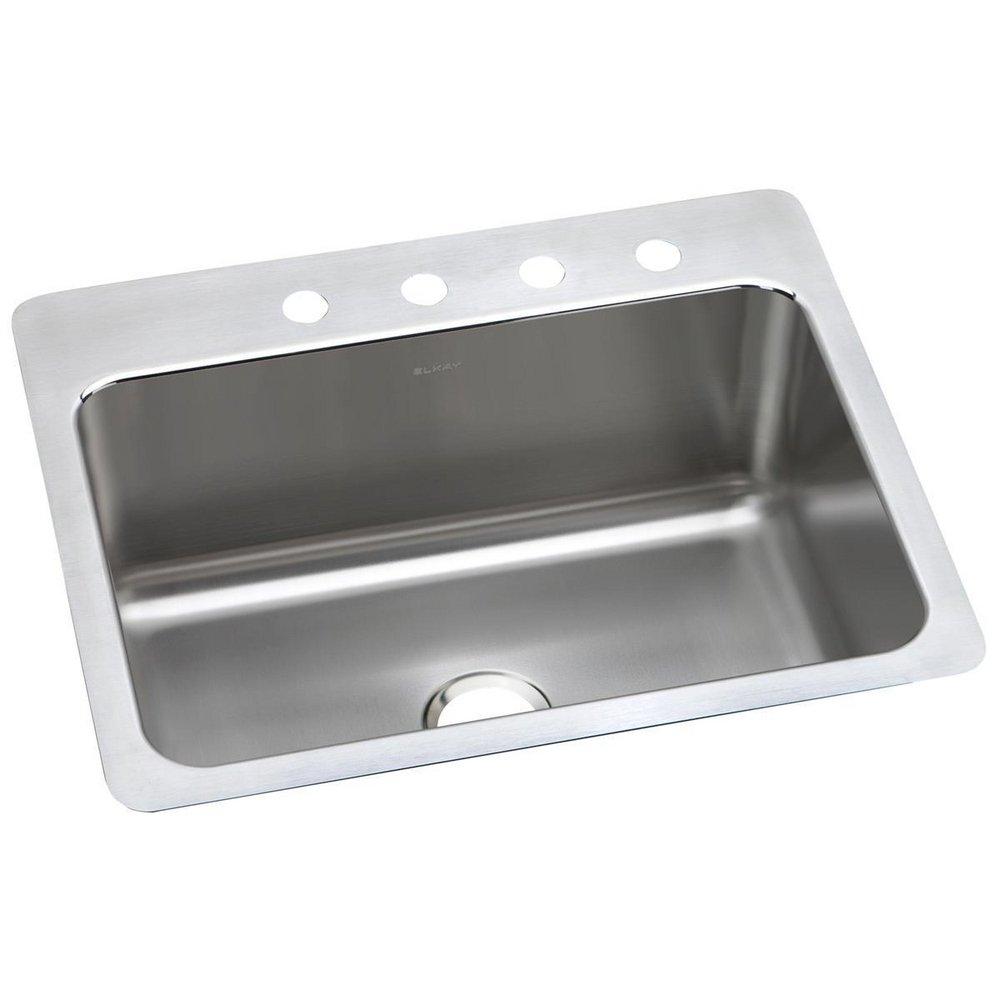 Elkay Lustrous Satin 27 x 22 in. Stainless Steel Single Bowl Dual Mount Kitchen Sink in Lustrous Satin 
