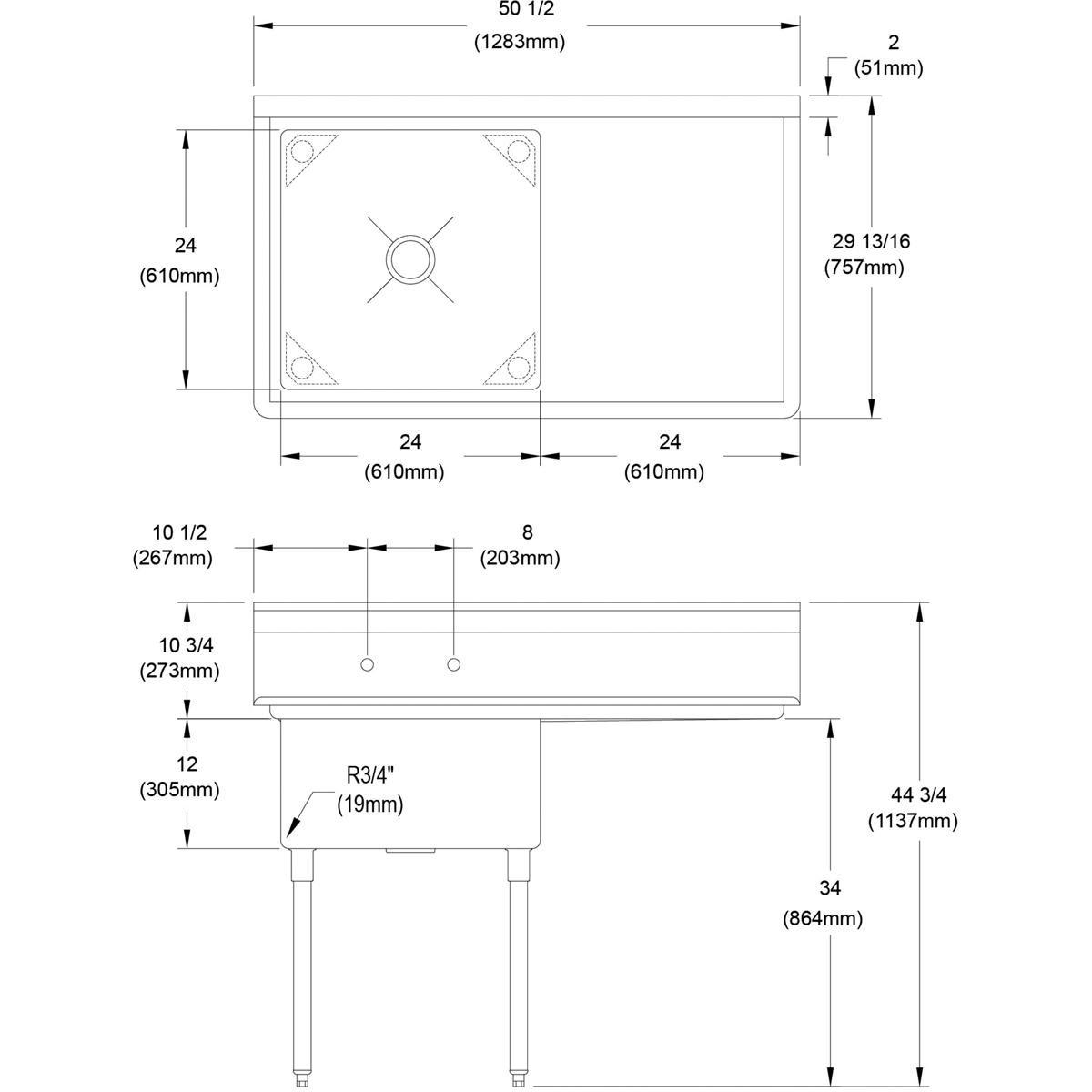 Elkay Polished Chrome Two Lever Handle Wall Mount Service Faucet 