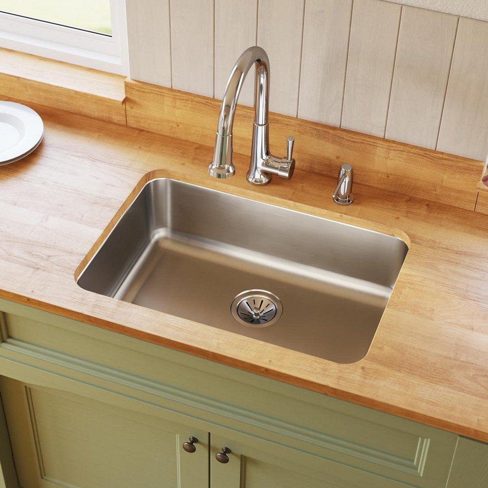 Elkay Lustrous Satin 26-1/2 x 18-1/2 in. No Hole Stainless Steel Single Bowl Undermount Kitchen Sink 