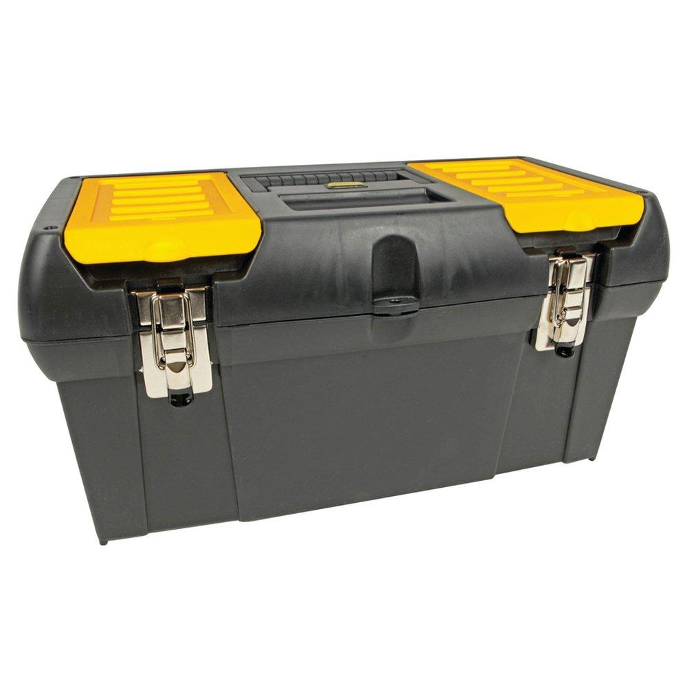 Stanley Black Metal Latch Tool Box with Tray 