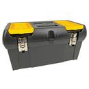 Stanley Black Metal Latch Tool Box with Tray 