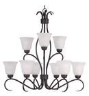 100 W 9-Light Medium Chandelier with Ice Glass in Oil Rubbed Bronze