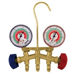 2-Valve Classic Brass R22/R404A/R410A Refrigerant Manifold with 2-1/2 Gauges