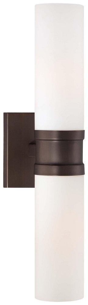 Minka Lavery Copper Bronze Patina 2-Light Wall Sconce with Etched Opal Glass Shade 