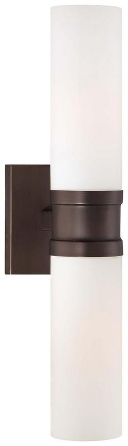 60W 2-Light Double Wall Sconce in Copper Bronze Patina with Etched Opal Glass Shade