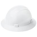 ERB Safety White Size 6.5-8 Plastic Full Brim Ratchet Hard Hat 