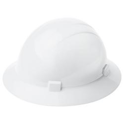Size 6.5-8 Plastic Full Brim Ratchet Hard Hat in White