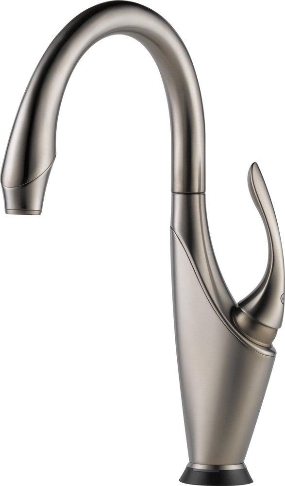 Brizo Brilliance&reg; Stainless 1.8 gpm Single Lever Handle Deckmount Kitchen Sink Faucet 360 Degree Swivel Rigid Spout 3/8 in. Compression Connection 