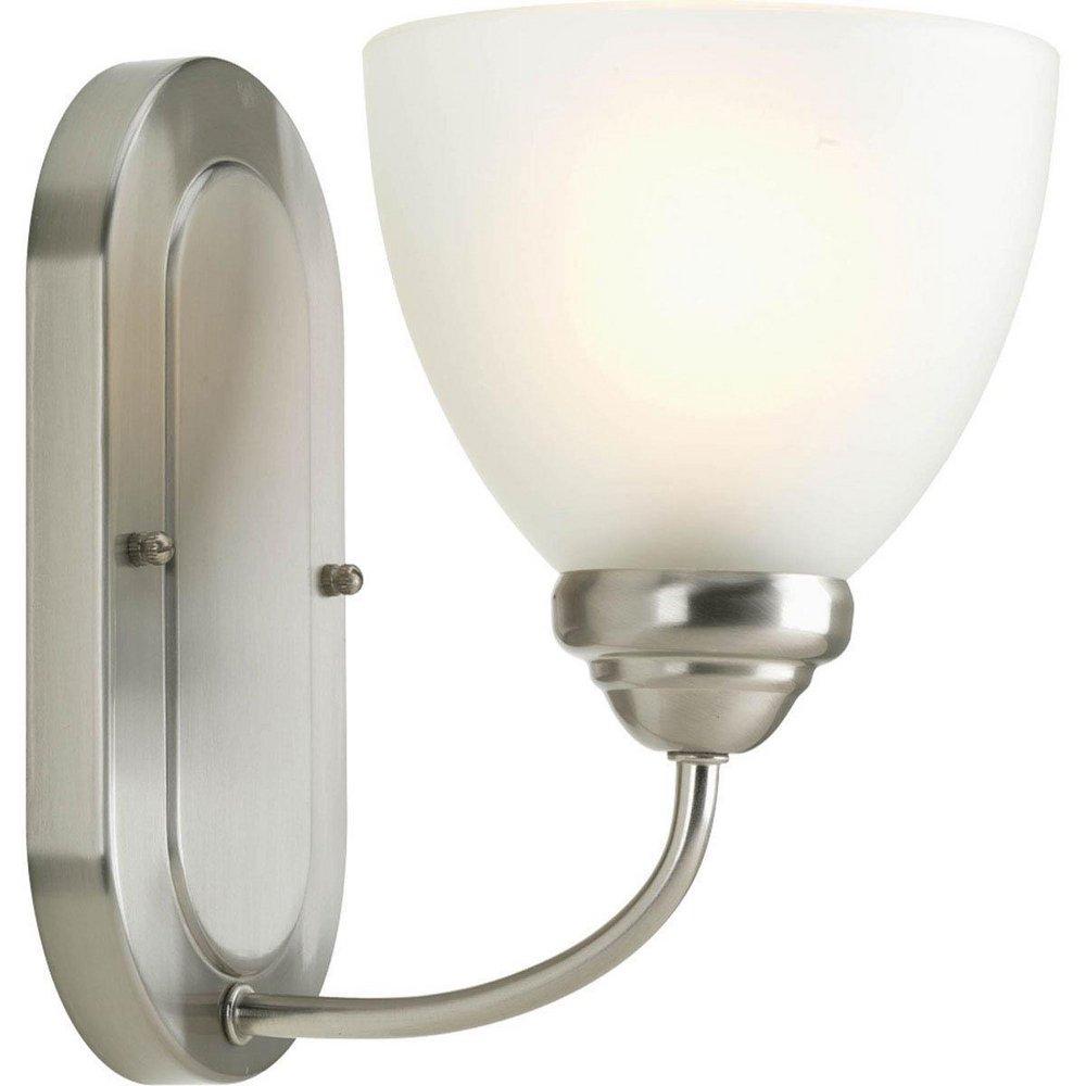 Progress Lighting Brushed Nickel 100 W 9 in. 1-Light Medium Bath Bracket Wall Sconce 