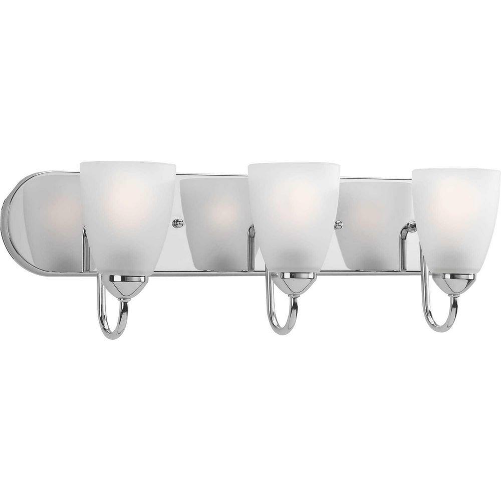 Progress Lighting Polished Chrome 3 Light 100W Vanity Light Fixture 