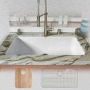 Commercial Enameling White 33 x 19-1/2 in. No Hole Cast Iron Single Bowl Undermount Kitchen Sink 