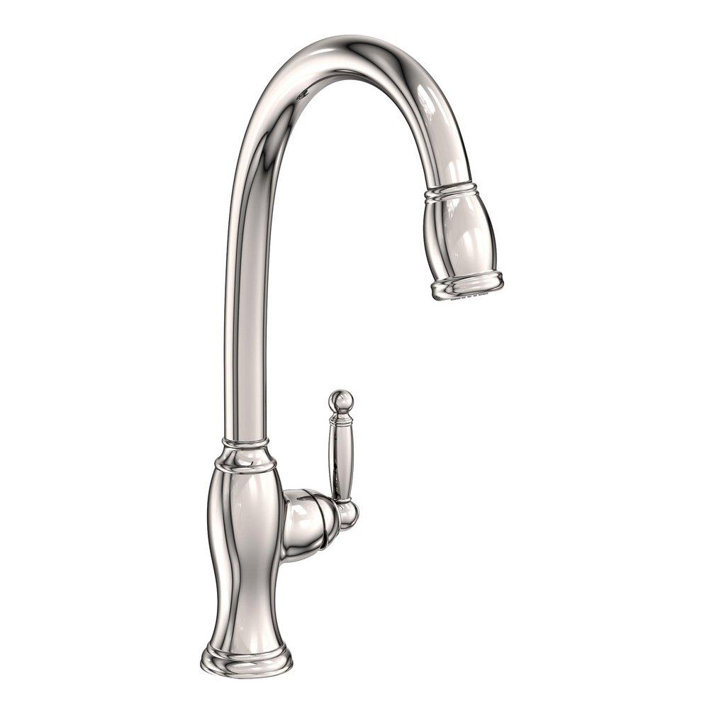Newport Brass Polished Nickel - Natural Single Handle Pull Down Kitchen Faucet 