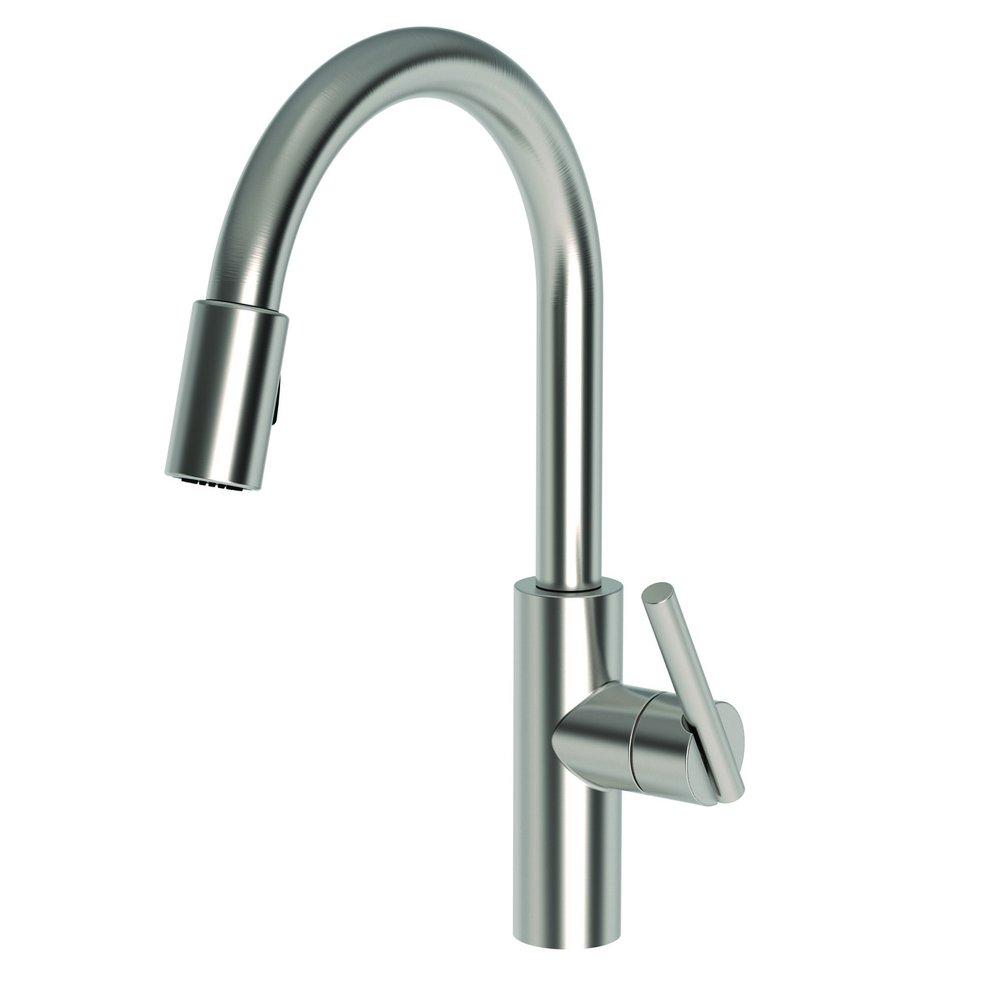 Newport Brass 1500-5103/04 Satin Brass (PVD) East Linear Kitchen Faucet  with Metal Lever Handle and Pull-down Spray - Touch On Kitchen Sink Faucets  