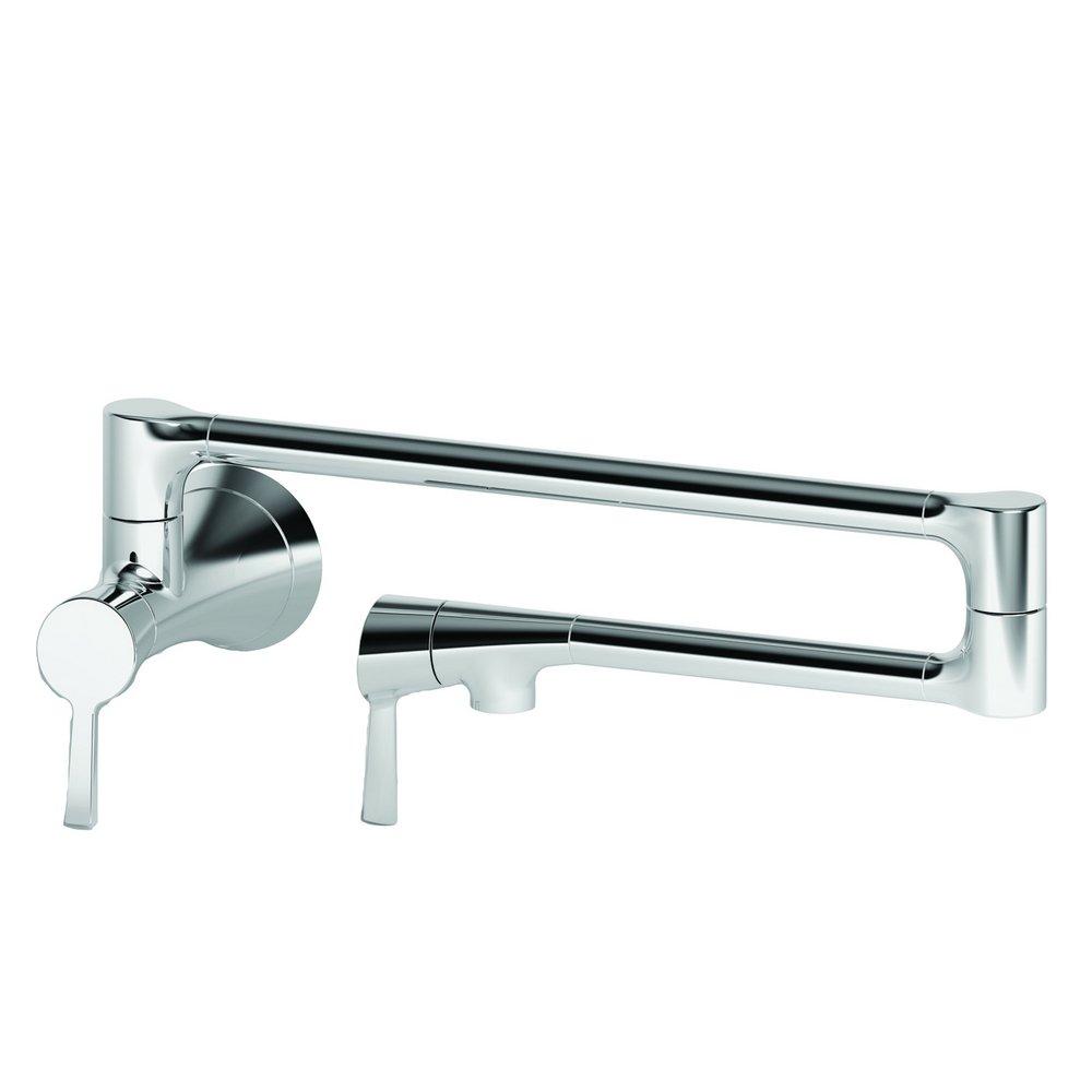 Newport Brass Polished Chrome 1-Hole Wall Mount Pot Filler Faucet with Double Lever Handle 