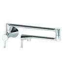 1-Hole Wall Mount Pot Filler Faucet with Double Lever Handle in Polished Chrome