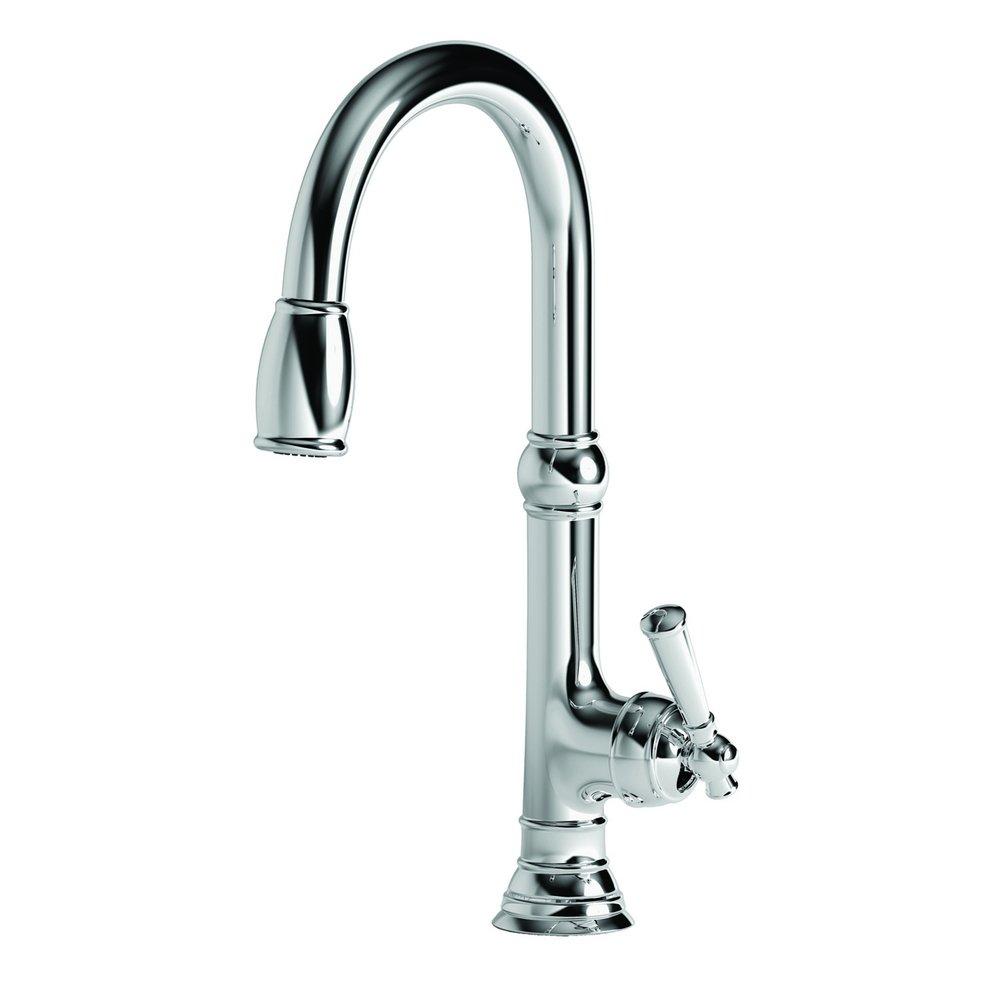 Newport Brass Polished Chrome Single Handle Pull Down Kitchen Faucet 