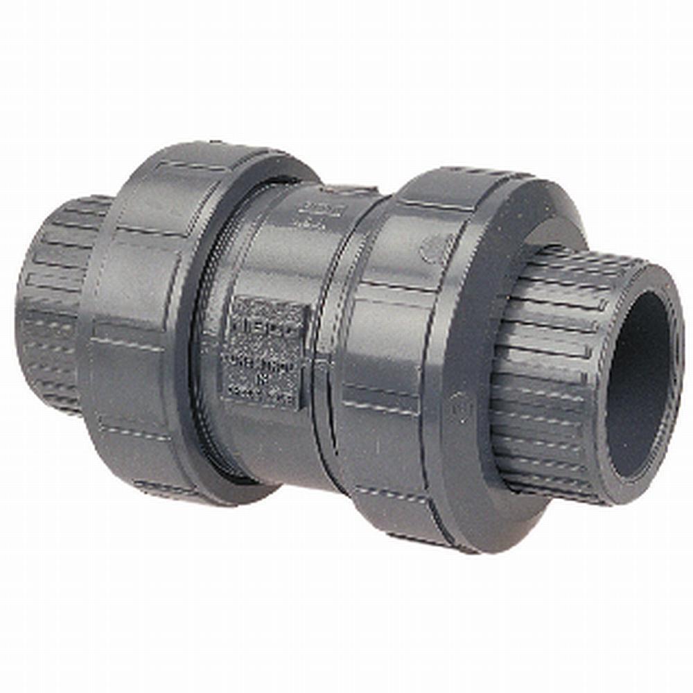 Chemtrol Dark Grey Plastic Socket Weld x Threaded Ball Check Valve 