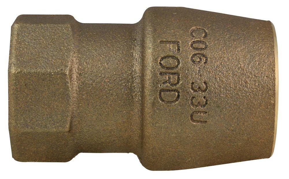 Ford Meter Box Female Copper Threaded x Ultra-Tite Water Service Brass Coupling 