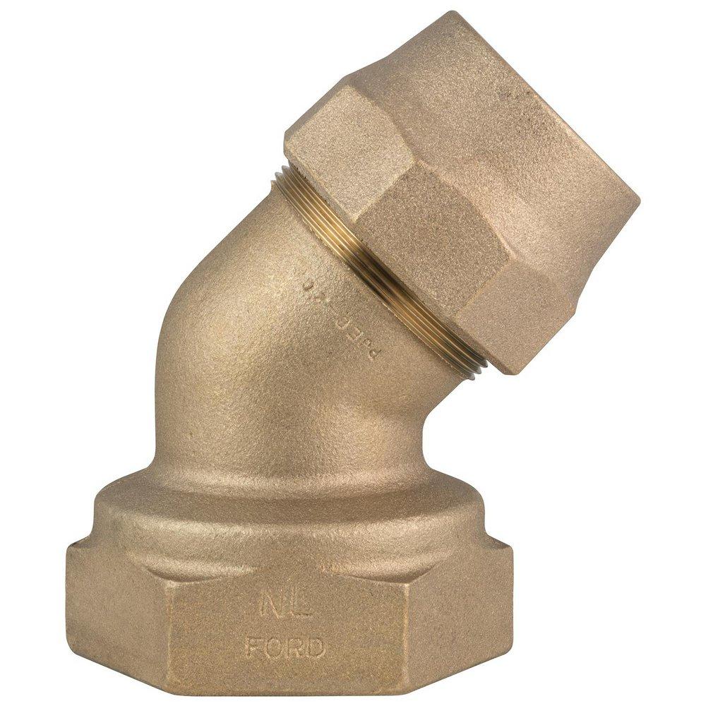 Ford Meter Box Female Copper Threaded x Grip Joint Brass Straight 45 Degree Bend 