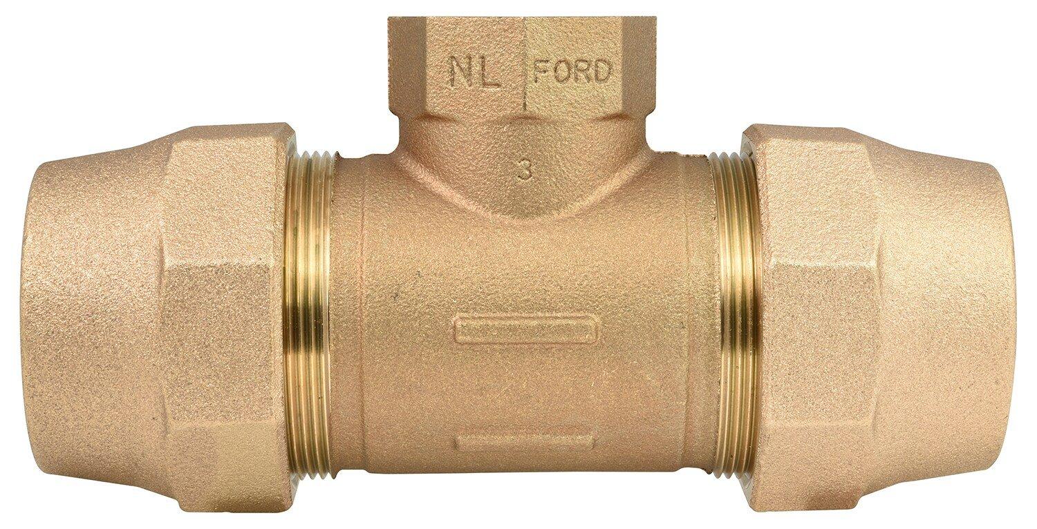 Ford Meter Box Grip Joint x FIP Water Service Brass Reducing Tee 