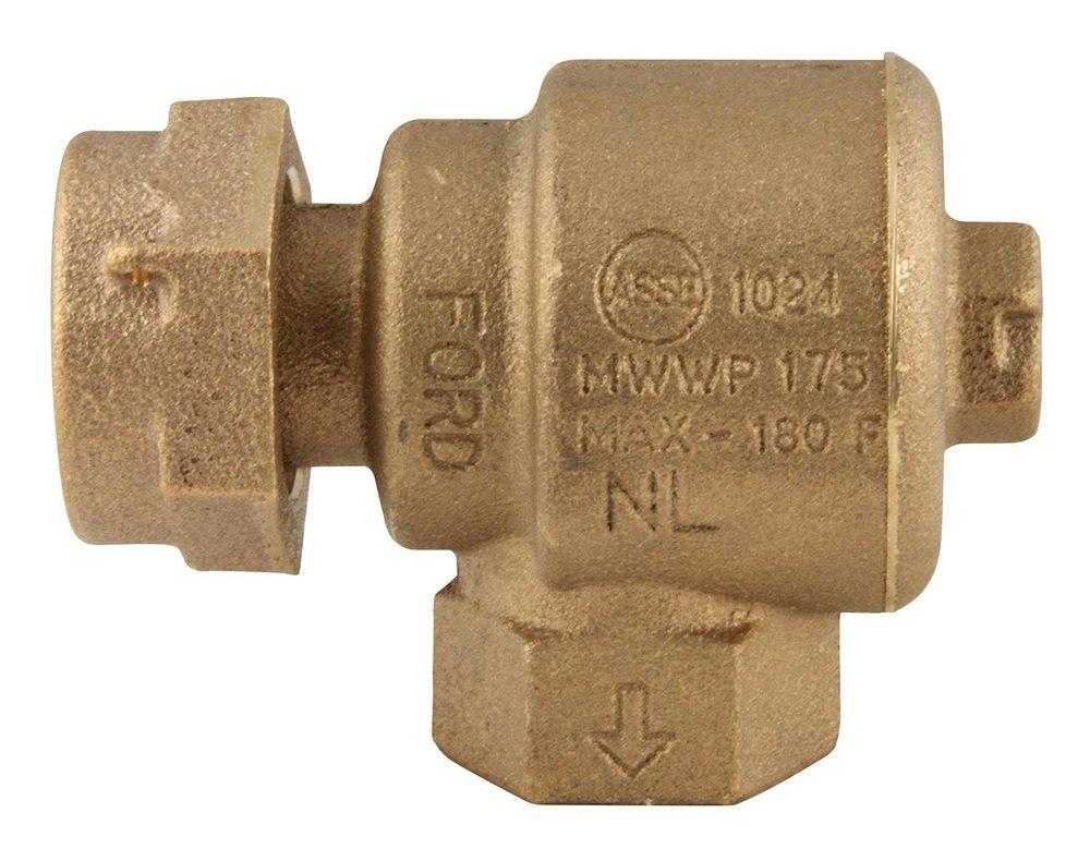 Ford Meter Box Meter Swivel x FIP Brass Angle Cascading Dual Check Valve 