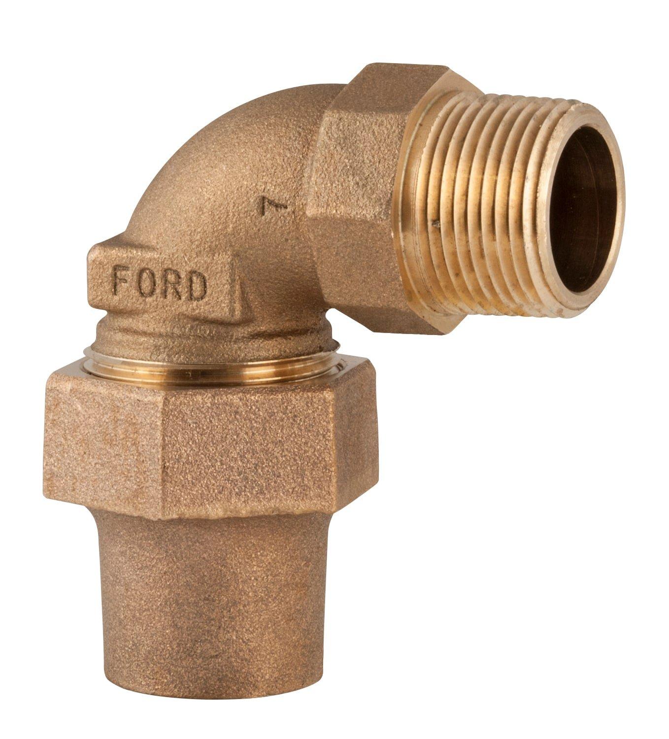 Ford Meter Box Flare x MIPT Brass 90 Degree Elbow Coupling 