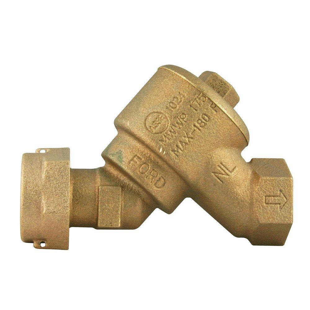Ford Meter Box Meter Swivel Nut x FIPT Brass Straight Dual Check Valve 