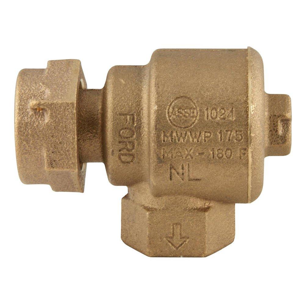 Ford Meter Box Meter Swivel x FIP Brass Angle Cascading Dual Check Valve 