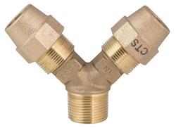 1-1/2 x 1 x 1 in. MIPT x Grip Joint x CTS Brass Wye Branch