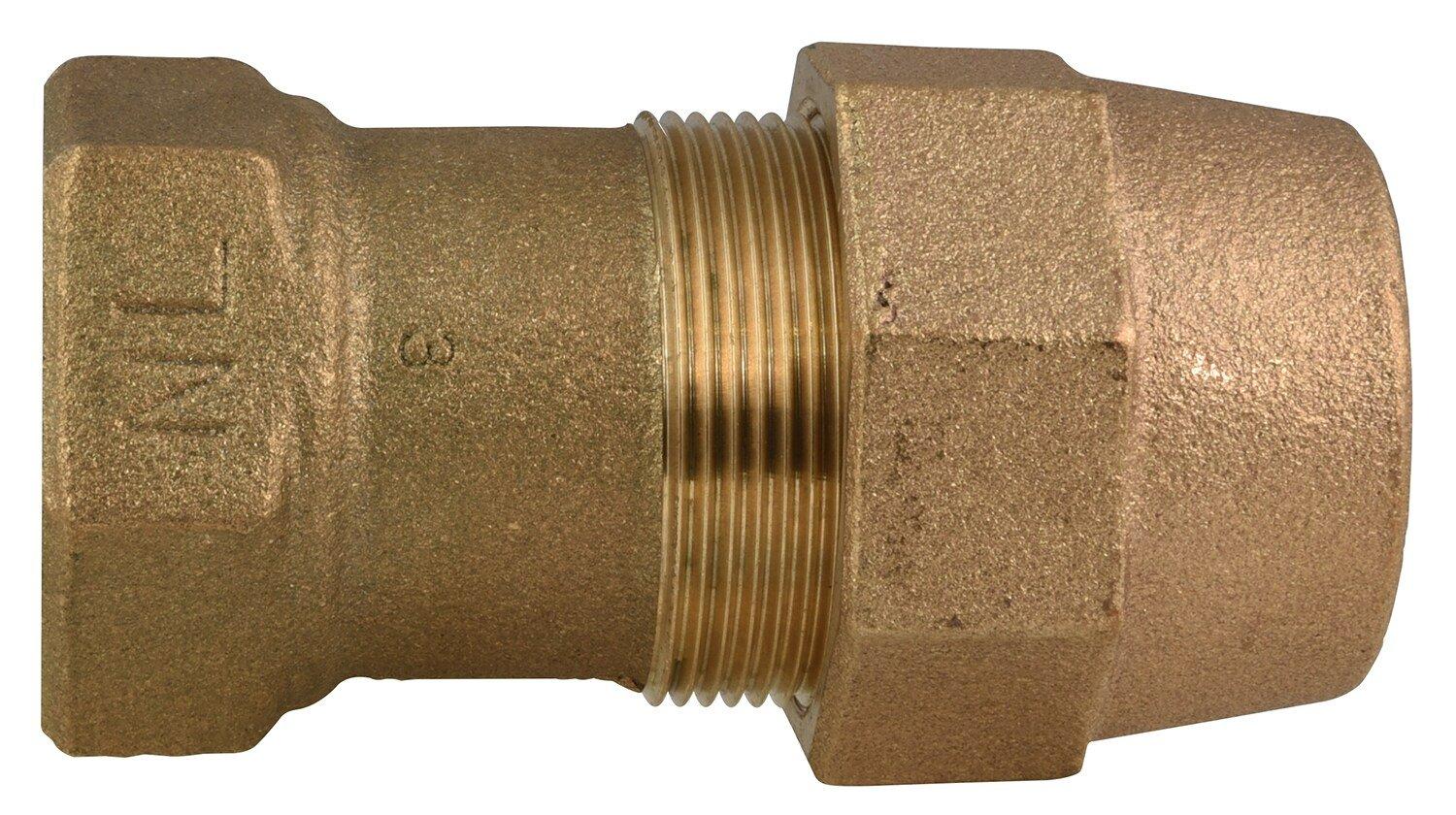 Ford Meter Box Female Copper Threaded x Grip Joint Brass Coupling 