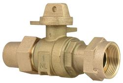 1 in. 300 psi Flared x Meter Swivel Straight Ball Valve