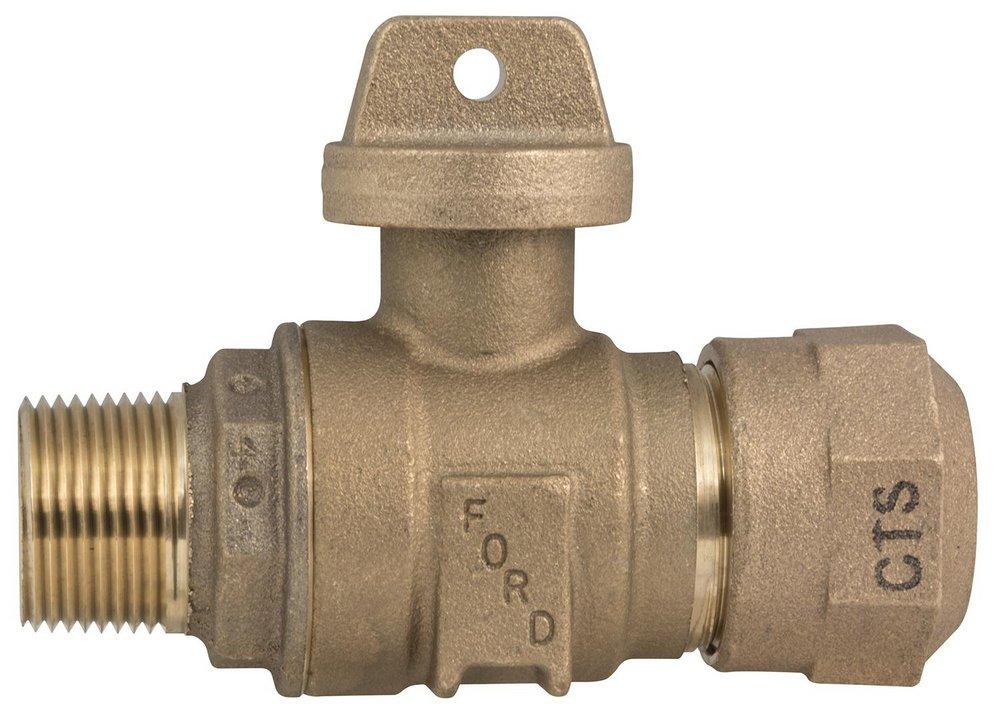 Ford Meter Box MIPT x Quick Joint Brass Ball Valve Curb Stop 