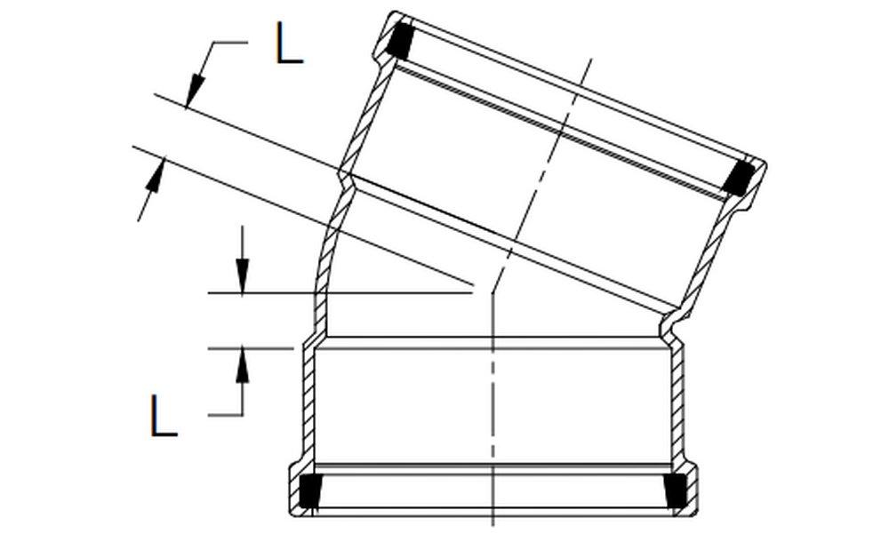Harrington Corporation Gasket Bell x Bell Straight SDR 35 PVC 22-1/2 Degree Elbow 
