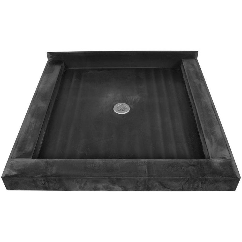 Tile Redi USA Black 42 in. Triple Curb Shower Base with Center Drain 