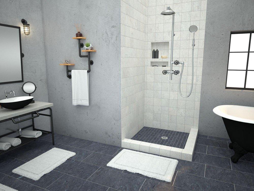 Tile Redi USA Polished Chrome 36 in. Double Curb Shower Base with Center Drain 