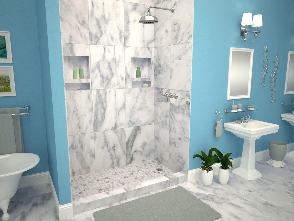 Tile Redi USA Polished Chrome 31 in. Single Curb Shower Base with Right Hand Drain 